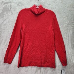 Style & Co Turtleneck Womens Large Tango Red Long Sleeve Knit Sweater Career New